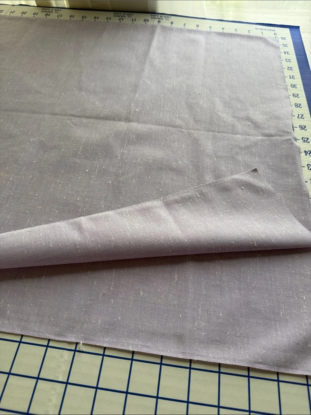 Vintage Lavender Linen Like Blend Slub Fabric 1 Yard x 44 Textured Woven Lilac